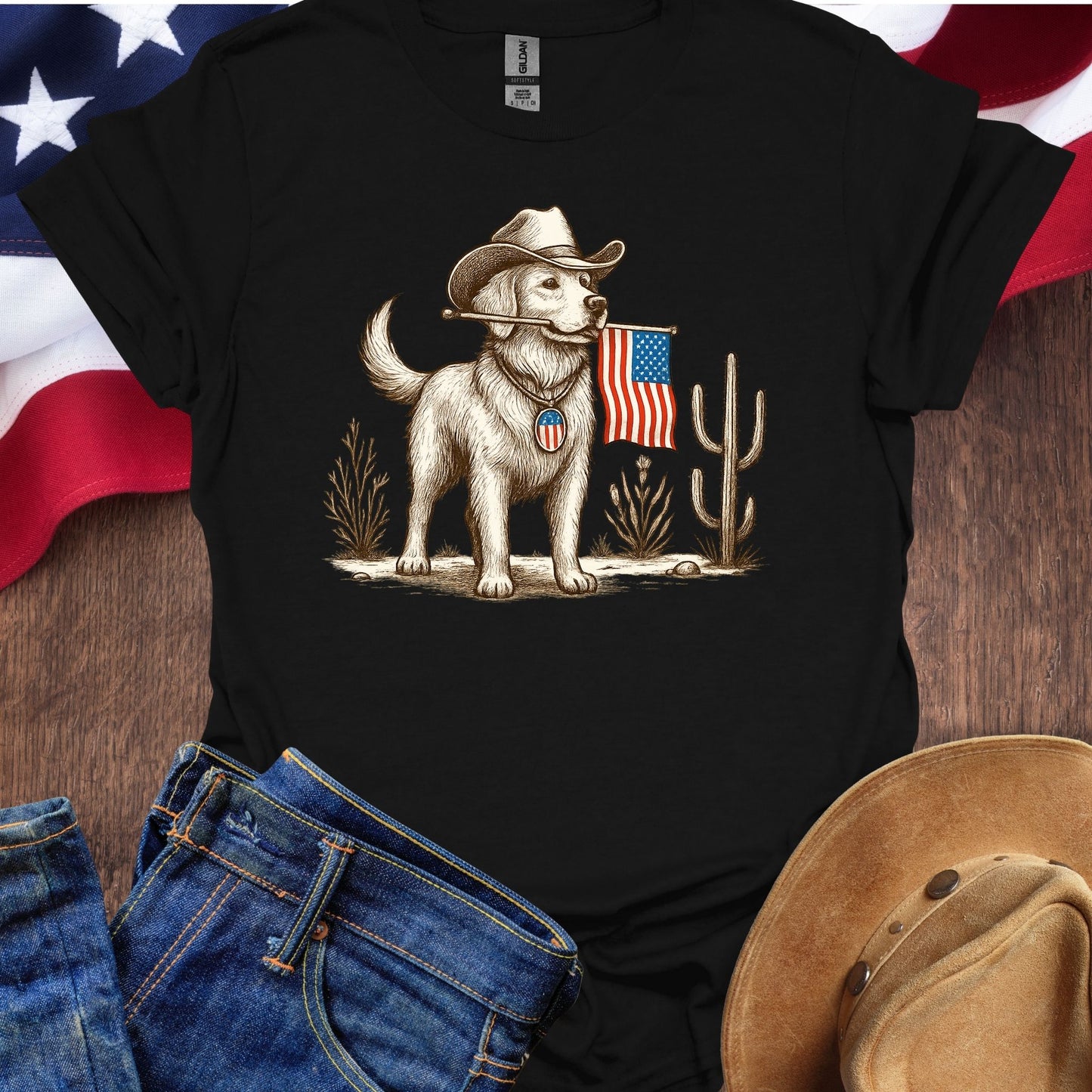 Cowboy Dog in the Desert