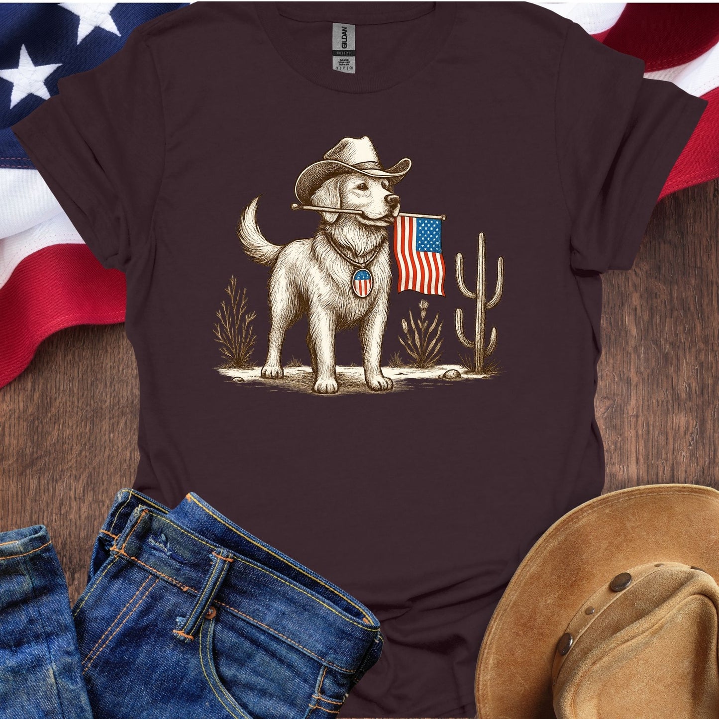 Cowboy Dog in the Desert