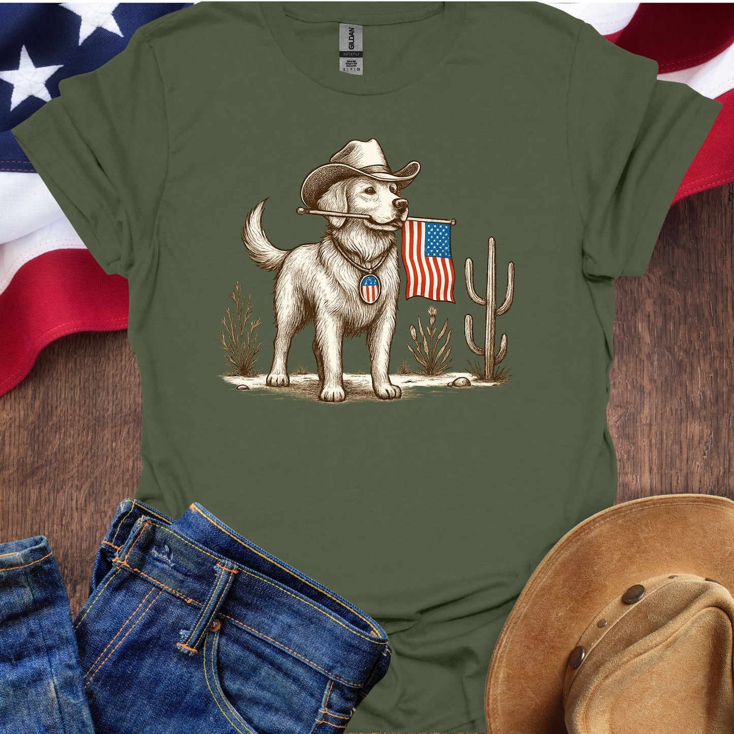 Cowboy Dog in the Desert