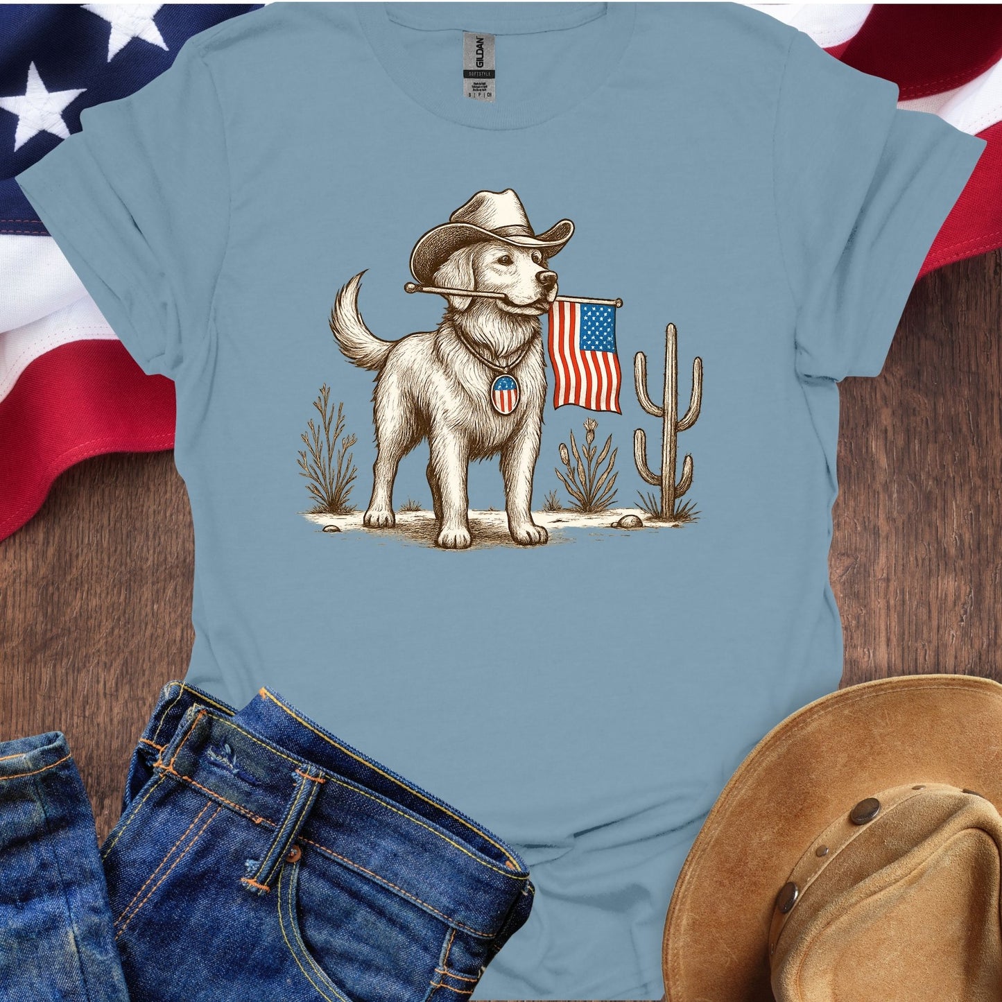 Cowboy Dog in the Desert